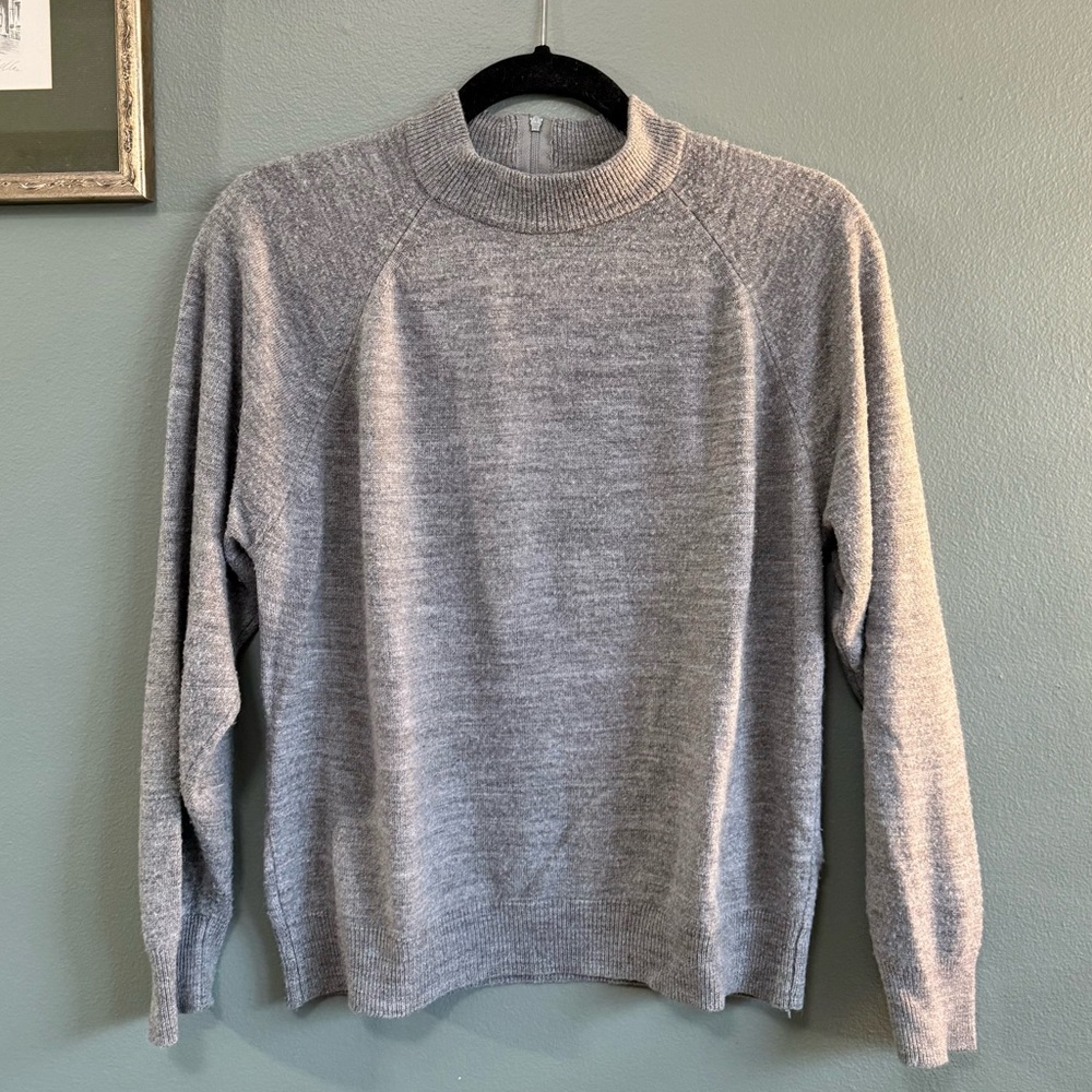 Vintage Mock Neck Heather Grey Sweater